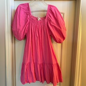 Bubble Gum Pink- Entro- Size Small S- Puff Sleeves, dress